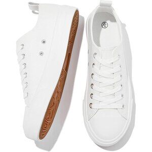 ⚡Women's White PU Leather Tennis Low Top lace Up Casual Sneaker Comfortable